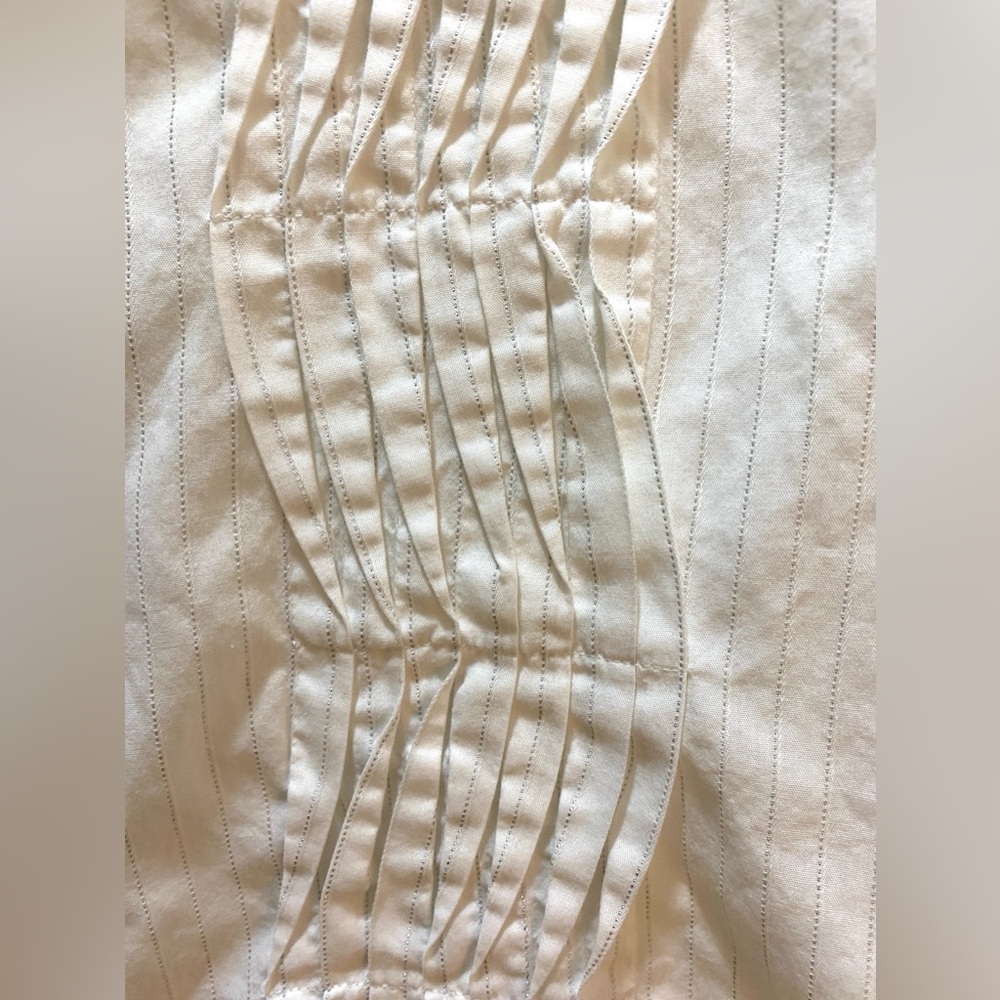 GIVENCHY White & Silver Lurex  Pinstripes Pleated  Mens Shirt IT 38, US S - Picture 5 of 12